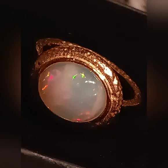 Exclusive Huge Ethiopian Opal Ring Gold Over Sterling Silver New - Picture 3 of 16